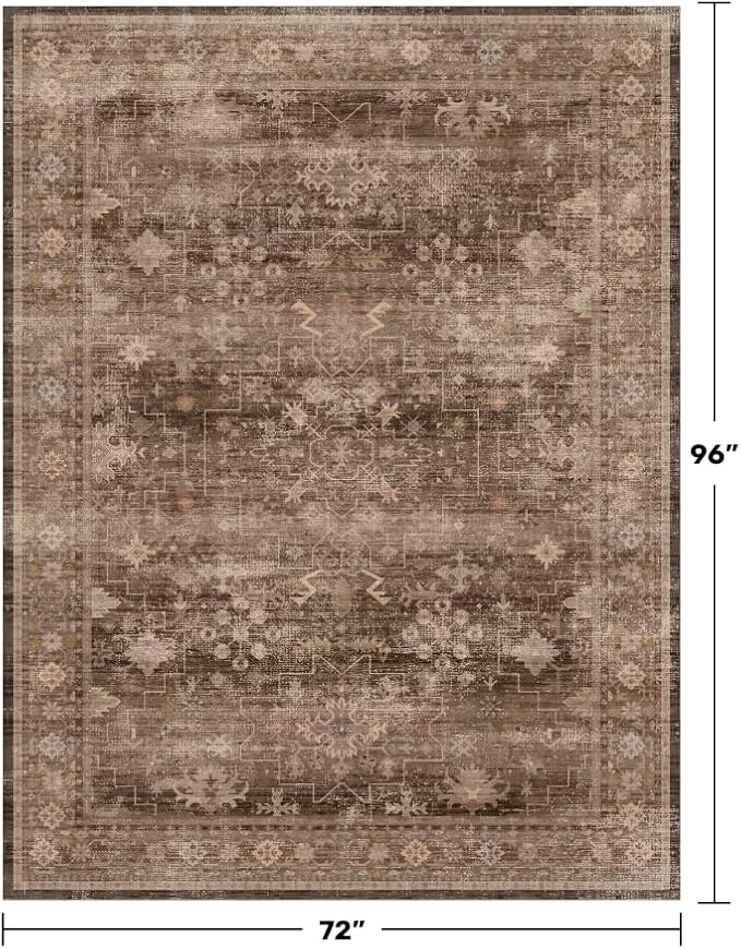 Hazo Haus Boho Brown Living Room Rug 6x8 - Image 2