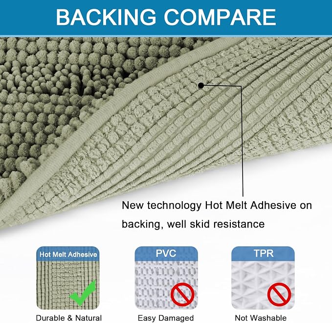 H.VERSAILTEX Bathroom Rug Sets 2 Piece Bath Mats Non Slip Thick Soft Chenille - Image 4