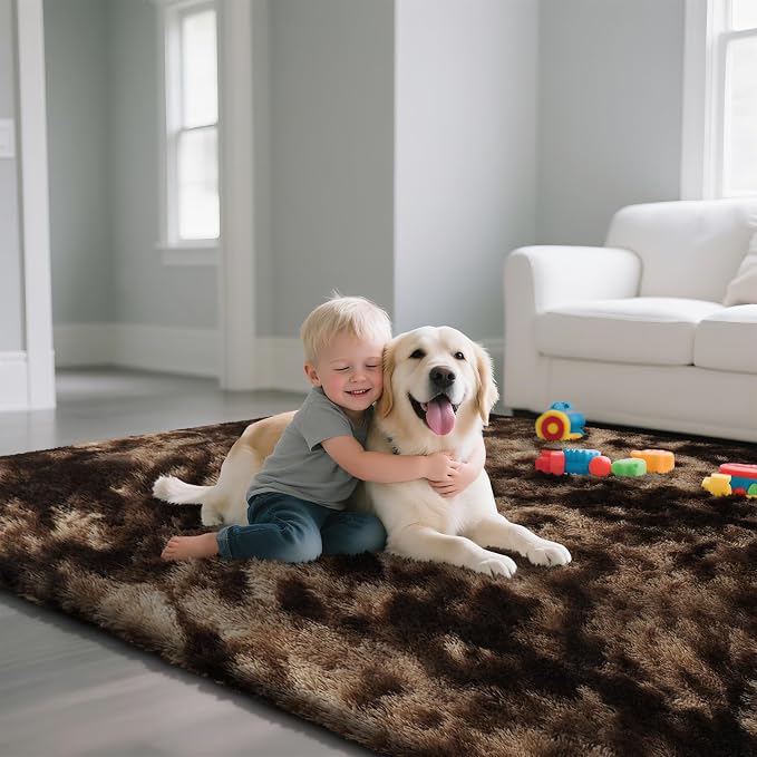 yongyangjuxin Fluffy Rug Shag Area Rug, Mottling Brown 9x12 Area Rugs - Image 5