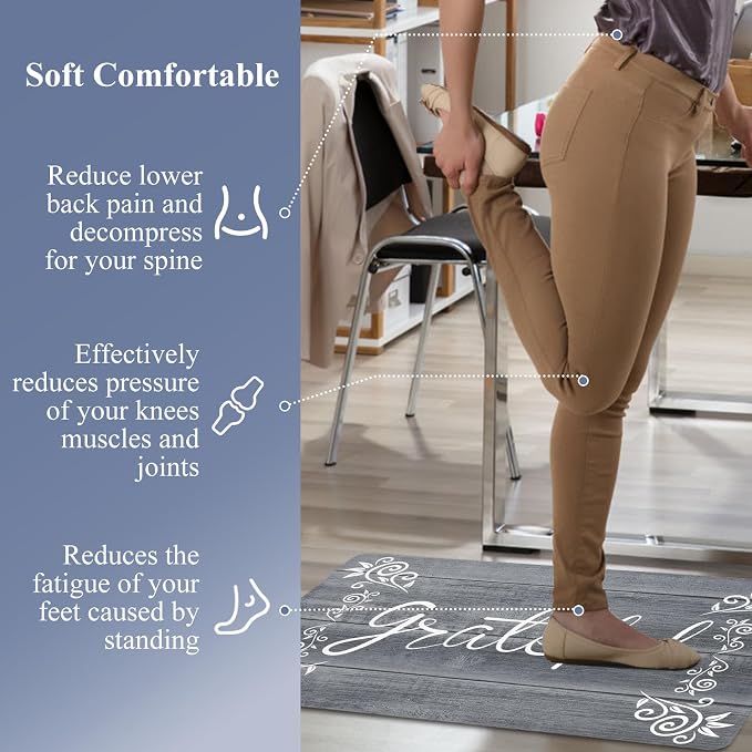 HEBE Anti Fatigue Kitchen Mat Set of 2 Non Slip Cushioned Kitchen Mats - Image 6