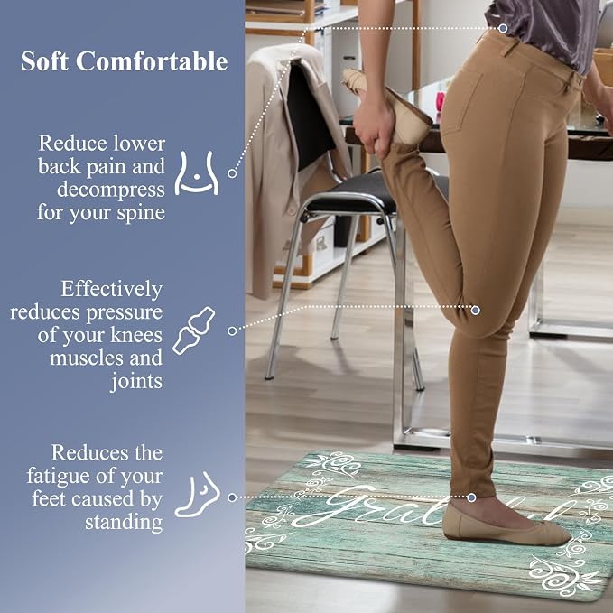 HEBE Anti Fatigue Kitchen Mat Set of 2 Non Slip Cushioned Kitchen Mats - Image 6