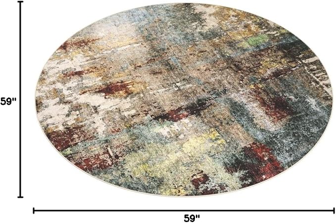 Lahome Modern Abstract Round Rug 5ft - Image 2
