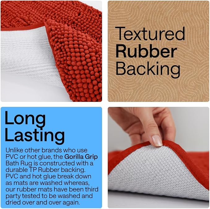 GORILLA GRIP Bath Rug Mat 30x20, Thick Soft Absorbent Chenille, Quick Dry - Image 3