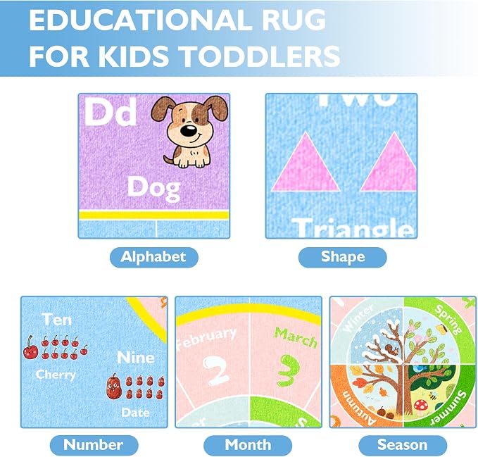 ABC Kids Rug for Playroom, 4x6 ft Alphabet Small Classroom Rug, Non-Slip - Image 4