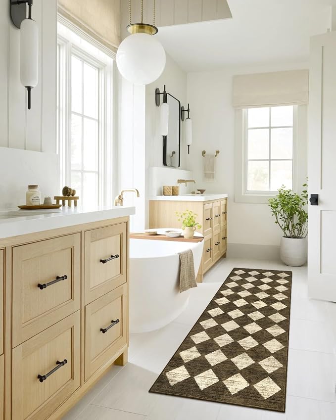 Lahome Zelie Washable Kitchen Runner Rug 2x6, Moroccan Trellis Non Skid Low - Image 4
