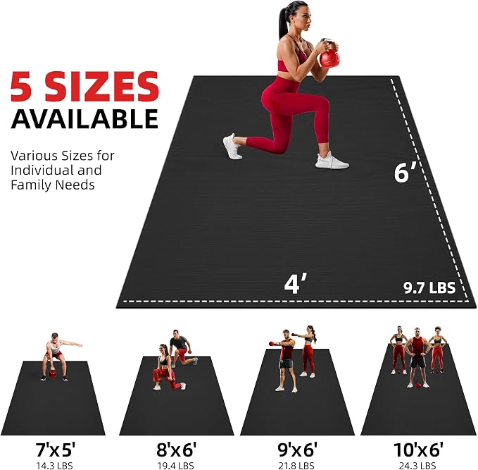 GymCope Extra Large Exercise Mat, Shoe-Friendly, High-Density, Weight Lifting - Image 6