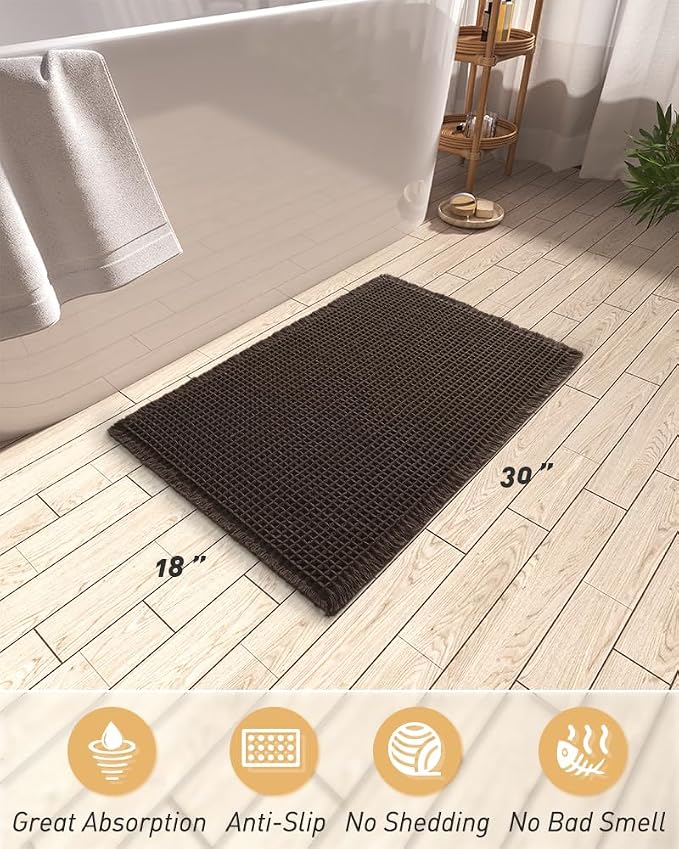AMOAMI Upgraded Waffle Bath Mat, Super Absorbent Non Slip Bath Mats - Image 2