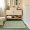 2x4 Small Green Kitchen Rugs Non Slip, Floral & Botanical Shabby Chic Washable by Evyhood