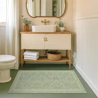 2x4 Small Green Kitchen Rugs Non Slip, Floral & Botanical Shabby Chic Washable by Evyhood