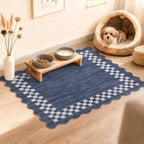Small Area Rug 2x3 Modern Checkered Entry Rug Solid Color Scalloped Kitchen - Image 2