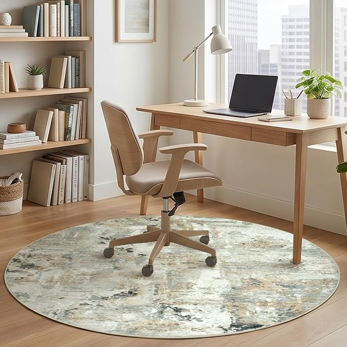 4ft Round Rug Washable Non-Slip, Small Circle Rug - Image 3