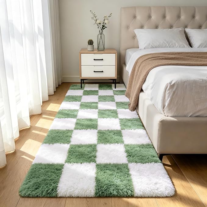 Shag Runner Rug for Bedroom Living Room 2x6 Upgrade Non-Slip Fluffy Soft by Boshengya