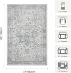 Rugxara 6x9 Washable Area Rug for Living Room, Neutral Vintage Large Boho Rugs - Image 2