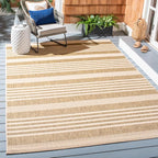 SAFAVIEH Courtyard Collection 6'7' x 9'6' Brown/Bone CY6062 Stripe Indoor/ by Unknown