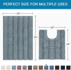 H.VERSAILTEX Bathroom Rugs Bath Rug Set 2 Piece Bathroom Contour Rug Toilet Mat - Image 2