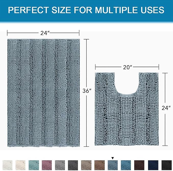 H.VERSAILTEX Bathroom Rugs Bath Rug Set 2 Piece Bathroom Contour Rug Toilet Mat - Image 2
