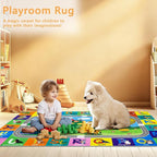 Kids Rug for Playroom Educational ABC Rug Washable Play Mat Learning Alphabet - Image 7