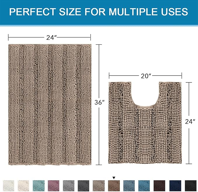 H.VERSAILTEX Bathroom Rugs Bath Rug Set 2 Piece Bathroom Contour Rug Toilet Mat - Image 5
