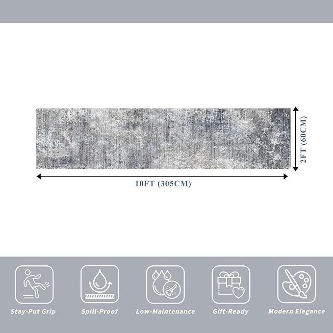 2x10 ft Washable Hallway Runner Rug – Non-Slip Stain-Resistant Low-Pile Long - Image 2