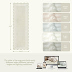 Washable Runner Rug 2.6x8 Kitchen Hallway Scalloped Rugs, Non Skid - Image 2