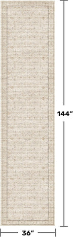 Beige Floral 3X12 Washable Long Hallway Runner Rug, Non-Slip Low-Pile Farmhouse - Image 2