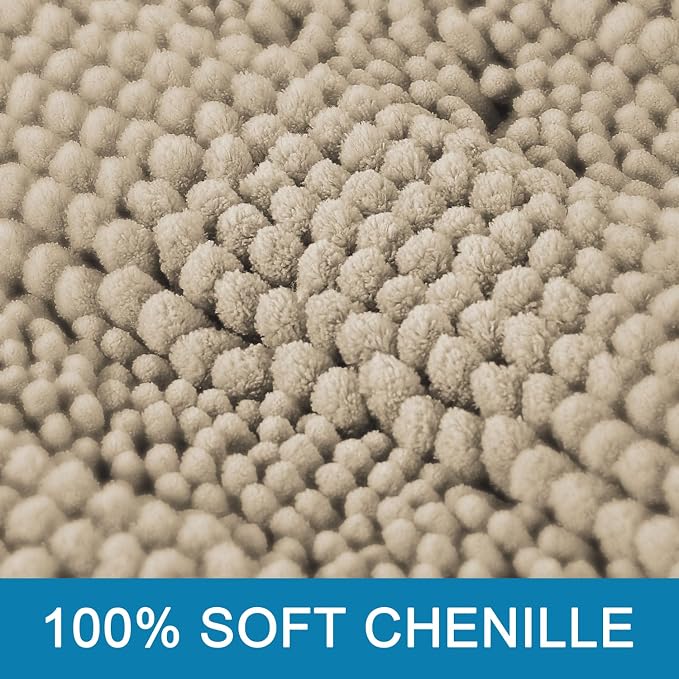 H.VERSAILTEX Bath Rugs for Bathroom Non Slip Bath Mats Thick Chenille Striped - Image 3