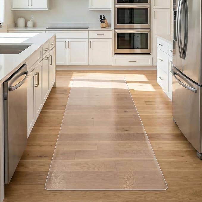 Clear Runner Mat for Hallway, 2x6ft Waterproof Plastic Floor Protector for by YOOMAYA