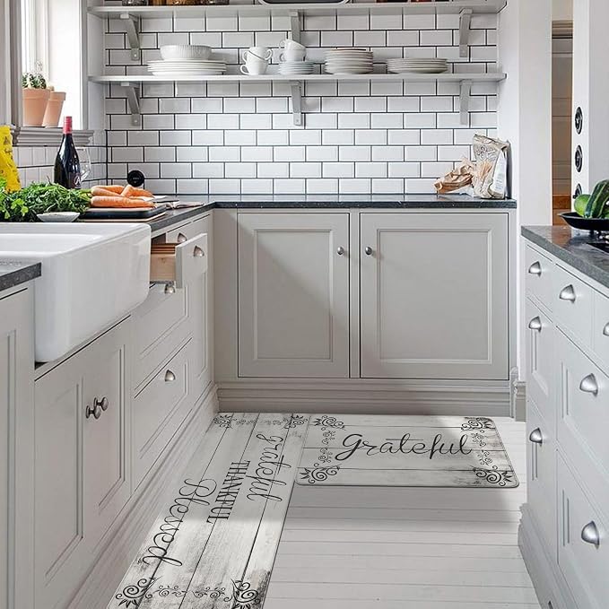 HEBE Anti Fatigue Kitchen Mat Set of 2 Non Slip Cushioned Kitchen Mats - Image 8
