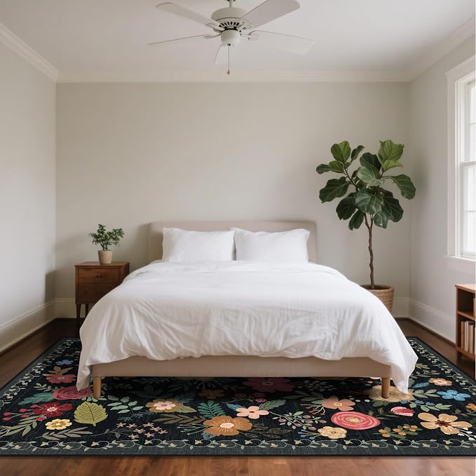 6x9 Area Rug, Floral Rugs for Living Room, Stain-Resistant Washable Bedroom Rug - Image 4