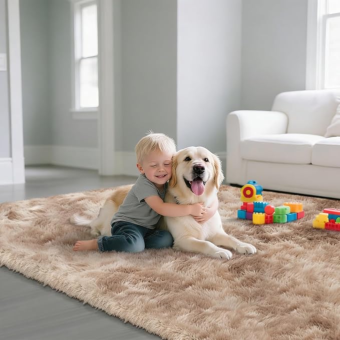 yongyangjuxin Fluffy Rug Shag Area Rug, Mottling Beige 10x14 Area Rugs - Image 4