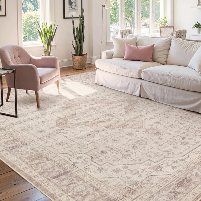 Rugxara Pink 6x9 Washable Area Rug by Rugxara