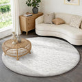 Ophanie Round Rug 6Ft White Circle Area Rug, Aesthetic Room Decor, Fluffy Fuzzy by Ophanie