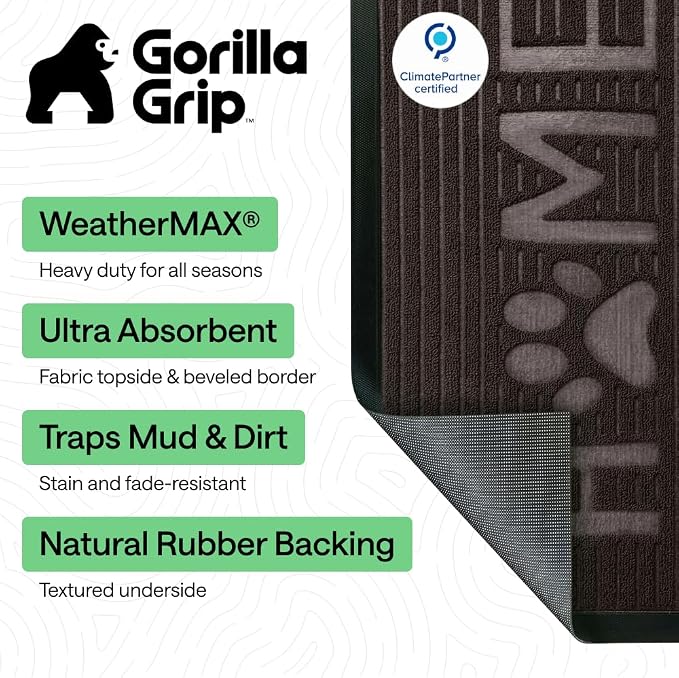 GORILLA GRIP 100% Waterproof All-Season WeatherMAX Doormat 35x23, US Designed - Image 2