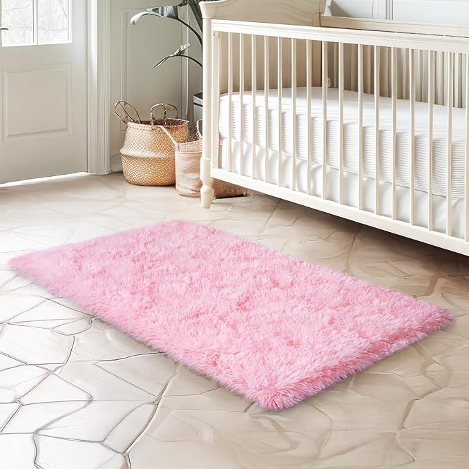 qulint Pink Rugs for Bedroom Girls, 2x3 Fluffy Area Rugs for Living Room Soft - Image 7