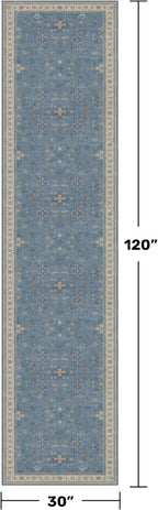 Boho 2'6"x10' Wide Runner Rugs for Hallway Non Skid- 10ft Light Blue Washable - Image 2
