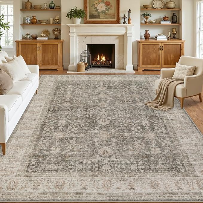 10x12 Area Rug for Living Room: Vintage Boho Neutral Washable Rug Indoor Soft - Image 8