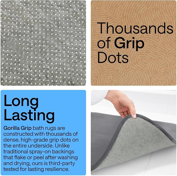 GORILLA GRIP® Memory Foam Bath Rugs, Soft Absorbent Velvet Bathroom Mats - Image 3