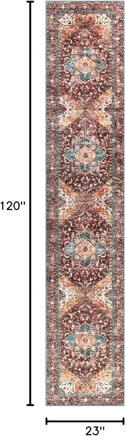 Yamaziot Washable Runner Rug, 2x10 Non-Slip Boho Vintage Hallway Rug Runner - Image 2