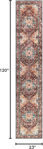 Yamaziot Washable Runner Rug, 2x10 Non-Slip Boho Vintage Hallway Rug Runner - Image 2