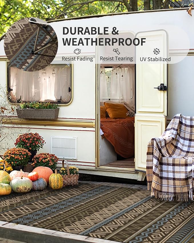 MontVoo Outdoor Rug Carpet Waterproof-Patio Rug Mat 6x9 Reversible RV Outdoor - Image 9