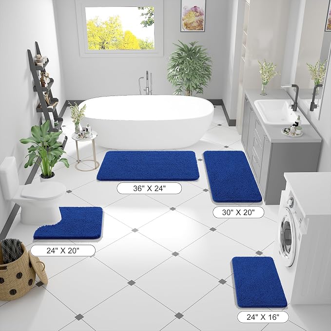 OLANLY Bathroom Runner Rugs 47x24, Soft Absorbent Chenille Bath Rugs, Rubber - Image 2