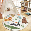 Poowe Kids Play Rug, Lovely Forest Round Area Rug Nursery Door Mat Soft Plush by Poowe