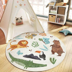 Poowe Kids Play Rug, Lovely Forest Round Area Rug Nursery Door Mat Soft Plush by Poowe