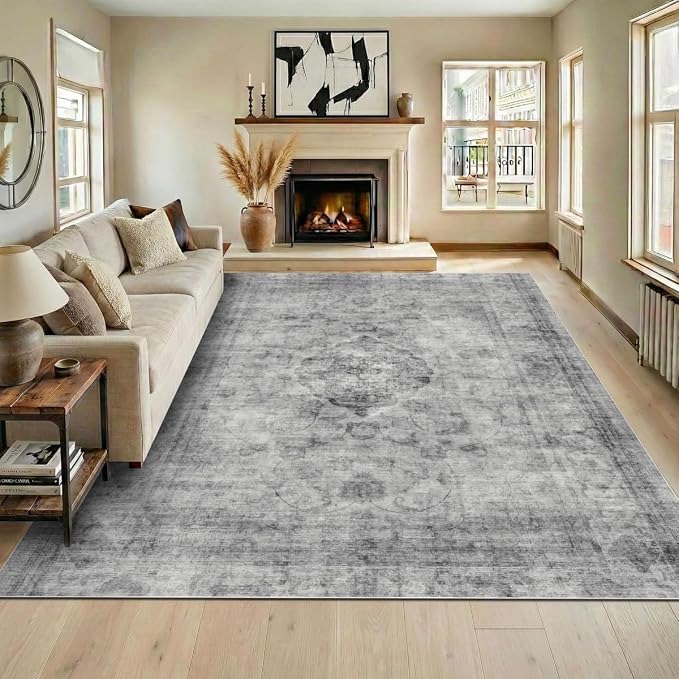 10x14 Area Rug for Living Room-Vintage Farmhouse Boho Floral Washable Stain by Unknown