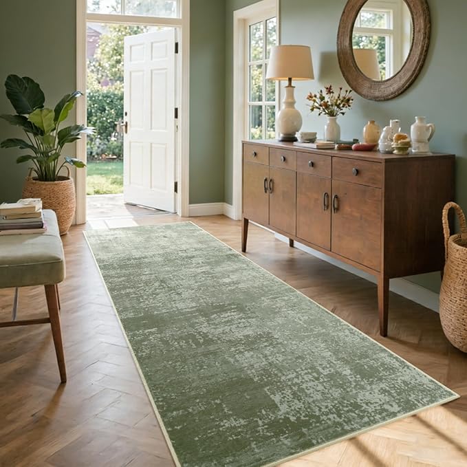 2x6 Ft Washable Runner Rug, Non-Slip Low Pile Hallway Kitchen Area Rug by Cuzwlovita