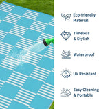 Garvee Waterproof Outdoor Rug 9x12, Checkered Foldable Plastic Straw Patio - Image 2
