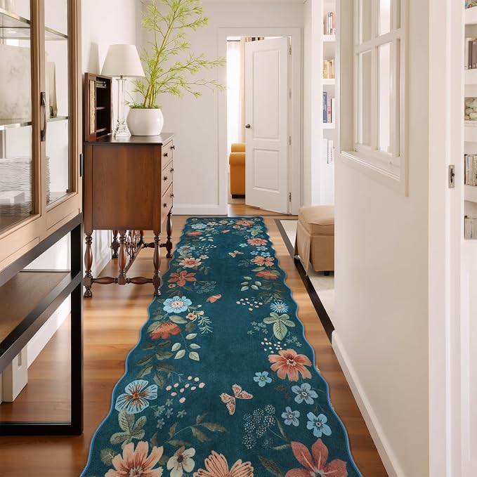 Lahome Floral Hallway Runner Rug Non Slip, Kitchen Distressed Carpet by Lahome
