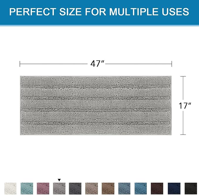 H.VERSAILTEX Bath Rugs for Bathroom Non Slip Bath Mats Extra Thick Chenille - Image 2
