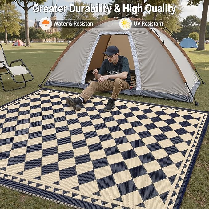 HUGEAR Outdoor Rug for Patios Clearance, Waterproof Mat, Large Outside Carpet - Image 4