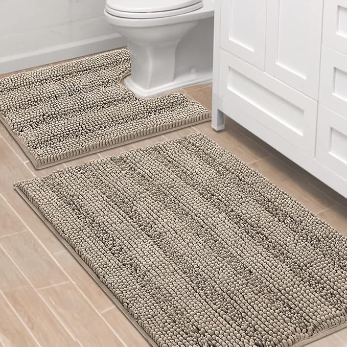 H.VERSAILTEX Bathroom Rugs Bath Rug Set 2 Piece Bathroom Contour Rug Toilet Mat by HVERSAILTEX